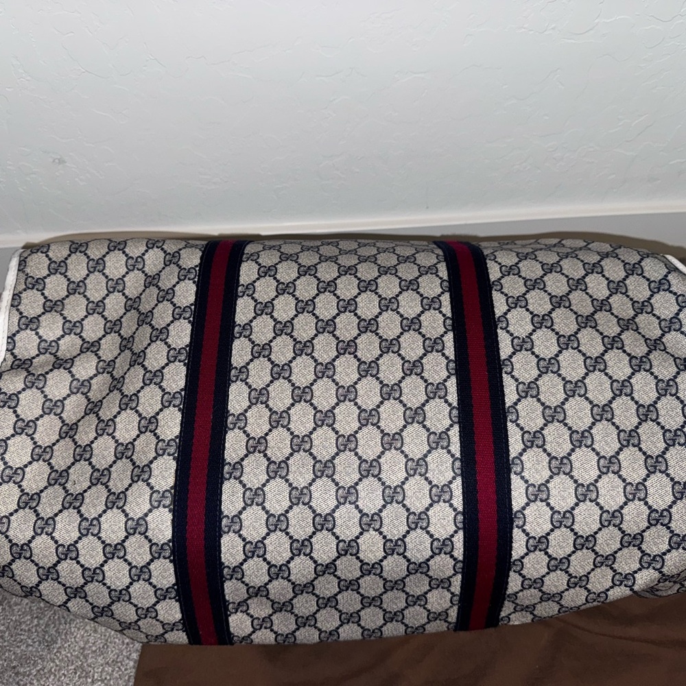 Gucci vintage GG SUPREME CANVAS Web White Boston Bag - Picture 5 of 9